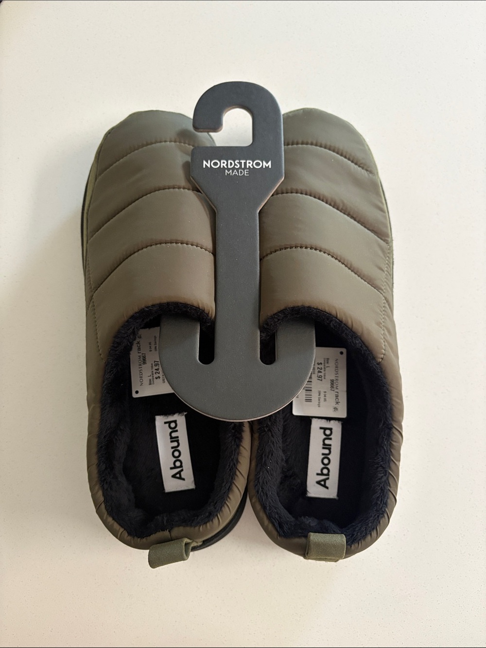 Nordstrom Made Abound Olive Green Quilted Slip-On Slippers